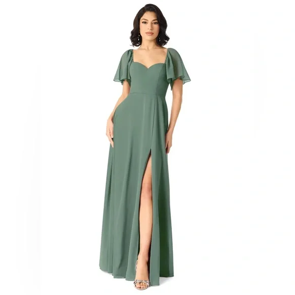 Azazie | Dresses | Azazie Chloeeucalyptus Aline Sweetheart Neckline Chiffon  Dress | Poshmark